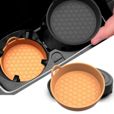 온팁 차량용 실리콘 컵홀더 컵패드, 오렌지, 2개