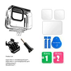 GoPro Hero 12 Black 용 방수 케이스 안개 삽입이있는 하우징 강화 유리 보호기 플로팅 핸드 그립, 03 Case Screen