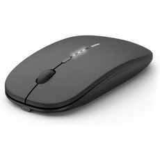 무선 마우스 충전식 [배터리 잔량 확인 가능] 2.4G 무소음 초슬림 휴대용 마우스 4단계 조절 가능 DPI 800/1000/1200/1600 조용한 클릭 노트북 PC 컴퓨, Dark