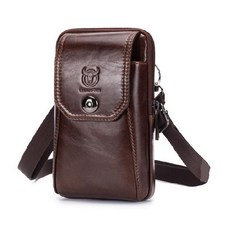 BULLCAPTAIN 牛船長皮具 真皮男士腰包 復古手機包 多功能雙層卡片位穿皮帶腰包