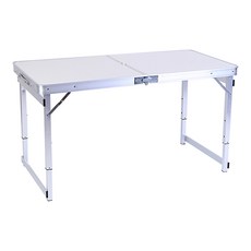鋁合金摺疊桌，三段高度可調，輕巧便攜，露營野餐適用, Silver