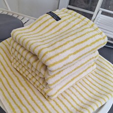 송월타올 스트라이프 줄무늬 수건 220g 570GSM, 3개, 베이지