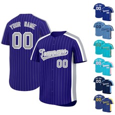 블루 스트라이프 전사제작 반팔유니폼 야구유니폼제작 반팔티 R744