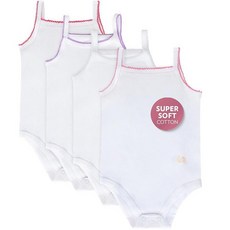 Feathers 탱크탑 여아용 언더셔츠 - 매우 부드러운 면 원피스 유아용 바디수트 (4팩) (멀티컬러) 멀티컬러.
