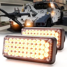 [ 1152128 ] BooYu 배터리 작동 LED 비상 스트로브 조명 바 2개 마그네틱 베이스 포함 충전식 휴대용 도로변 루프 탑 미니 쟁기 플래시 신호 경고등 트럭/트레, 2-PCS 호박색