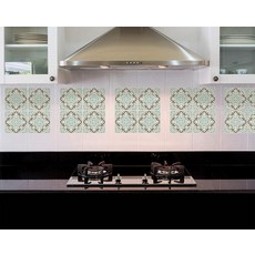 IRI-GIRI 24피스 팩 (10.2 x 10.2cm(4 x 4인치)) 아트 다양한 필 앤 스틱 벽 스티커 백스플래시 비닐 방수 탈착식 타일 스티커 데칼 욕실 및 주방용, Pushkar