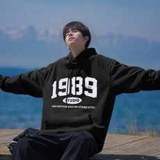 FONOW 스탠다드핏 베이직 1989스튜디오 프린팅특양면 커플룩 후드티