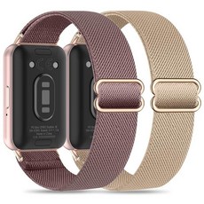 스마트워치 밴드 시계 스트랩 삼성 갤럭시 핏 3 여성용 2팩 신축성 나일론 3밴드 SM-R390용 조절 소프트 스포츠 손목밴드