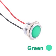 1PC 12mm 16mm 19mm 22mm 방수 금속 구형 원형 패널 표시 등 전선 LED 빨간색 호박색 파란색 녹색 흰색 6V, [00] 12mm, [01] 12-24V
