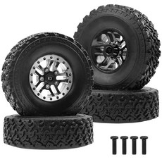 Vgoohobby OD 2.75인치 고무 타이어 및 금속 비드록 휠 림 MN82 LC79 MN78 D90 D91 D96 99S 1/12 WPL C14 C24 C44 1/16 RC, Black