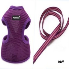 애견 하네스 세트 퍼플 S 강아지줄