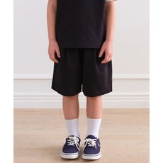 MUSINSA STANDARD KIDS 더블 니트 원 턱 와이드 스웨트 쇼츠 [블랙] 418171
