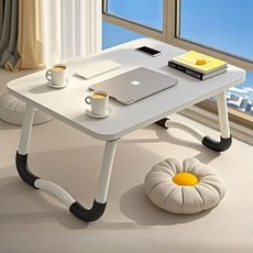 [5시건 당일배송] FOOI 무설치 접이식 테이블 스탠드 책상 다용도 식탁 컴퓨터책상 베드테이블, 화이트, 2개