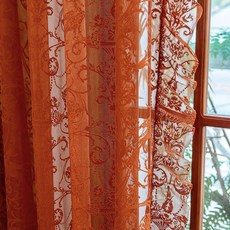 TUDECO 크림 레이스 커튼 203.2cm(80인치) 길이 꽃무늬 시어 빈티지 침실 장식 러플 2개 패널 빛 필터링 및 프라이버시 거실용 로드 포켓 자수 커튼 너비