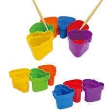 DOITYA 兒童繪畫顏料水桶組 多色三角形筆架設計 安全無毒材質, 6色