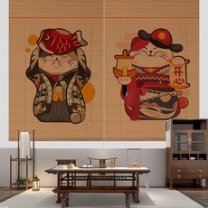 대나무커튼 파티션 복고 인테리어 접이식 블라인드 창문햇빛가리개 칸막이 원목 유슈