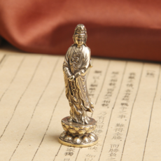 선연주 관음보살 황동 불상 수공예 관세음보살상 불교 탁상 장식 인테리어 공예품, 1개, 엔틱