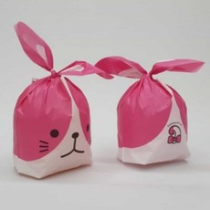토끼 선물 포장 핑크 10매입 비닐쇼핑백 선물용비닐봉