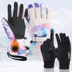 스키 터치스크린 라이너가 장착된 치싱유 2세트 장갑 손목 끈이 있는 스노보드 겨울용 야외 러닝 사이클링 하이킹 자전거를 위한 여성용 남성 정장