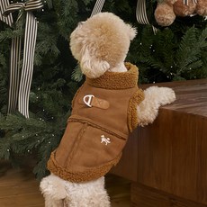 도그아이 강아지 스웨이드 무스탕 아우터, 브라운, 1개