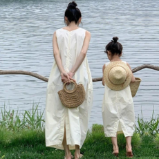 라움리에 엄마랑 딸 커플 모녀룩 화이트 바스락 원피스