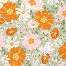 IHR Ideal Home Range 칵테일 냅킨 일회용 3겹 종이 파티 용품 12.7 x 12.7cm(5 x 5인치) 부케 뷰티 (세이지) 20개, IHR Ideal Home Range 칵테일 냅킨 일회