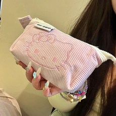 Kitty化妝包 收納包 高顏值可愛少女心燈芯絨大容量收納袋
