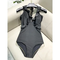 2026 새로운 레트로 블랙 화이트 수영복 빠른 건조 탄성 패션 트렌디, L, 02 다크 그레이, 1개