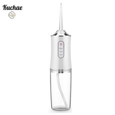 Kuchae 휴대용 무선 구강세정기 전동펄스 건강한 구강 관리 + 4개노즐팁, 화이트, KU-6886