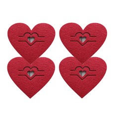 발렌타인 데이와 특별 이벤트를 위한 4pcs 하트 패턴 칼붙이 주머니, 빨간색