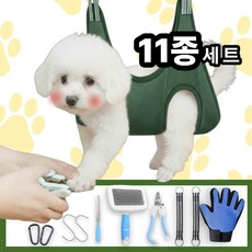 해피콩이 강아지미용거치대 고양이 미용 발톱깎이 해먹 눈꼽 빗 브러쉬 테이블 거치대 애견 반려동물, 1개, S그린