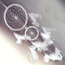 해신잡화점 화이트컬러 2단드림캐쳐 예쁜벽장식소품 벽걸이인테리어소품, one