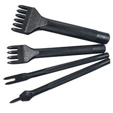 시티안 합금 스틸 4pcs 6mm 1/2/4/6 프롱 레이스 다이아몬드 스티칭 끌 구멍 펀치 도구 날카로운 피어싱 철제 가죽 공예 도구 세트 DIY 핸드워크