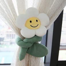 내일의공간 꽃모양 코듀로이 커튼 타이백, 화이트 2종, 1개