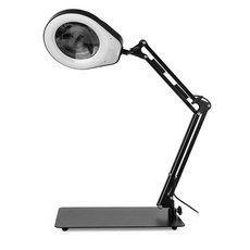 대형 스탠드 돋보기 자바라 조명 확대경 검사용 탁상용 엔틱 휴대용, 클램프 백색 30X