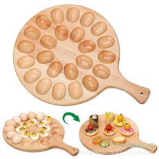 DFMEI 木質分格固定雞蛋架帶把手創意實木多格廚房存放雞蛋託展示托盤, 1個