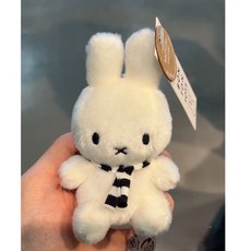 14세이상 Kawaii Miffy 흑백 줄무늬 스카프 귀여운 인형 미니 그림 펜던트 소녀 소년을위한 크리스마스 선물, 10cm, 1개