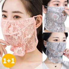 [1+1] 나나스윗 여성 레이스 목 주름 마스크 쉬폰