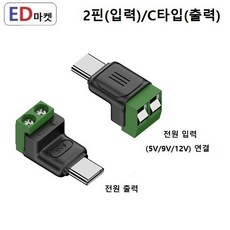 CTE736 C타입 터미널 2핀 젠더 마이크로5핀, 1개, 2핀(입력)/C타입(출력), 2cm