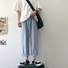 癮品流行 韓版九分 男士直筒闊腿休閒褲