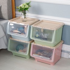 衣櫃收納 抽屜式三合一 衣櫃內衣收納盒 襪子收納盒 塑料收納箱家用寶寶收納柜斜口兒童衣物儲物盒衣柜箱子前開式箱子, 北歐粉,大號【1個】