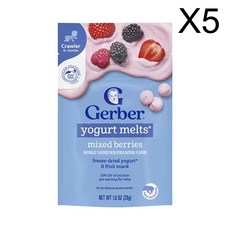 거버 아기용 간식 Yogurt Melts 생후 8개월 이상 혼합 베리 28g(1.0oz), 28g, 5개