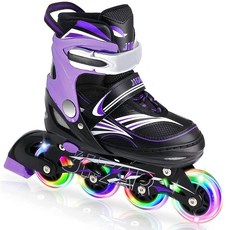 JeeFree 아동용 4가지 사이즈 조절 가능한 인라인 스케이트 조명 휠이 있는 소녀 남아 및 초보자를 위한 야외 롤러 스케이트114582