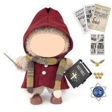 ECLATIS 라부부 의류인형 없음 - 17cm 인형용 모자 및 오버롤 세트 수제 크로셰 의류 드레스 업 놀이 수집가 전시용 프리미엄 하이퀄리티 패션 귀여운 의상 블랙 17, 레드