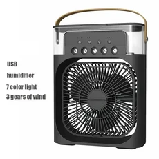 휴대용 3 In 1 팬 에어컨 가정용 소형 공기 냉각기 LED 야간 조명 가습기 조정 홈 Dropshipping, 02 Black 02, 1개