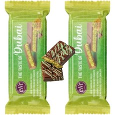 2팩 X 엘리트 프리미엄 두바이 초콜릿 바 피스타치오 카타이피 - 바이럴 밀크 초콜릿으로 채워진 크림과 카다이프 30그램