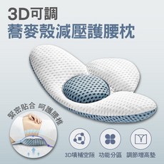 3D支撐透氣腰靠，可拆洗舒壓靠墊，骨盤枕護腰枕, 白色