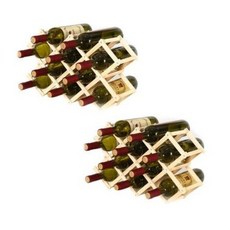 Justin折疊式多功能木質酒架 8格, 淺褐色的, 2件