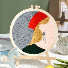 【超繪玩】戳戳繡毛綫繡針材料包 兒童學生課活動裝飾畫, 少女—送戳筆+支架 （材料包）⚑⚑, 1個