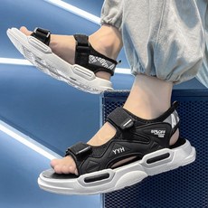 BROWMODA 남성 경량 캐주얼 발편한 통굽 벨크로 비치 샌들
